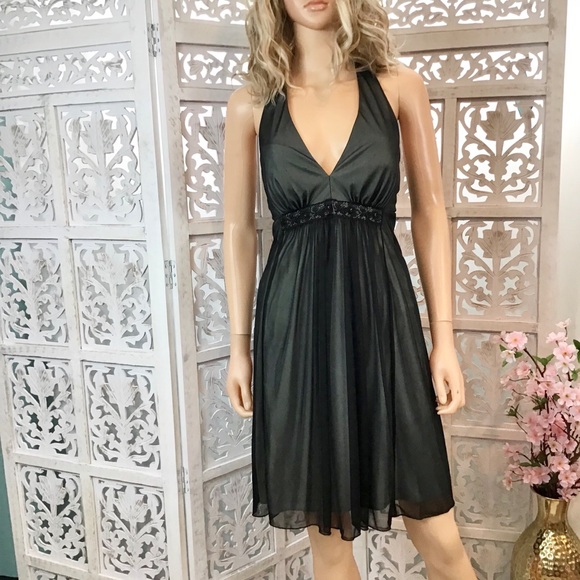 black chiffon halter dress
